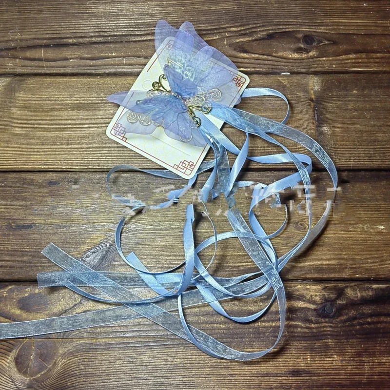 フェスティバル漢服帽子蝶タッセルヘアクリップアンティークスタイルヘアアクセサリー