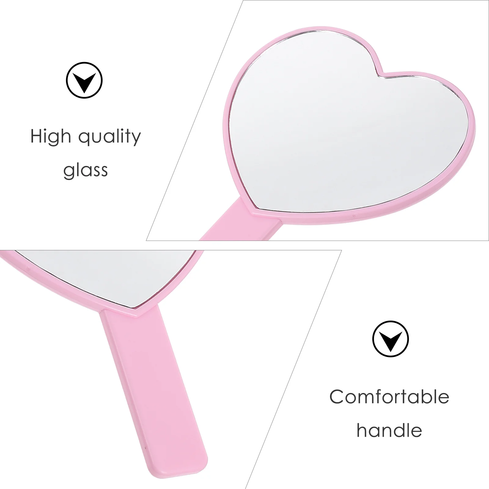 2 pçs forma de coração espelho portátil para maquiagem de viagem compacto leve presente rosa azul