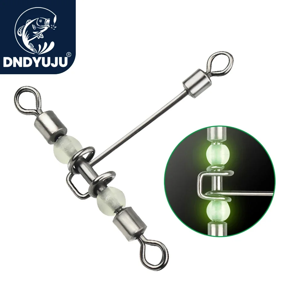 DNDYUJU 5 stücke Angeln Stecker Lager Rollen 3 Weg T Form Leuchtende Mit Perle Perlen Kreuz-Linie Roll Wirbel stecker