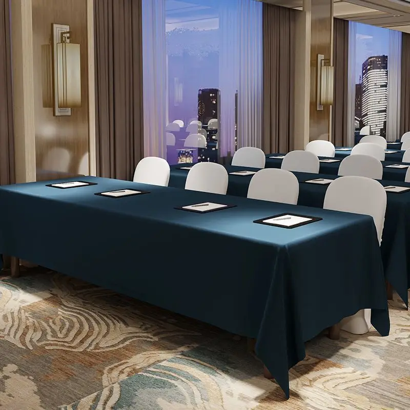 

AS23-5 Large conference tablecloth with Chinese embroidery cotton linen solid color tea tablecloth