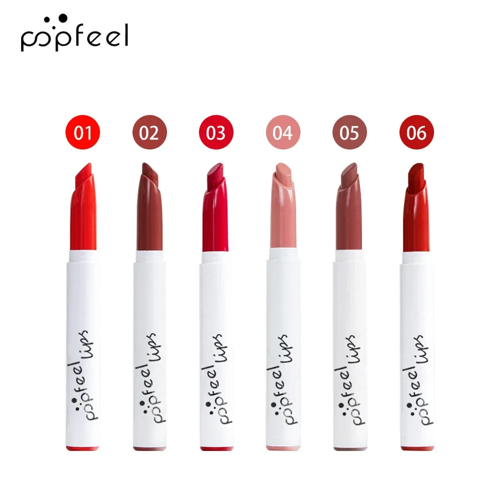 Best-Selling Popfeel Nude Sexy Red Velvet Matte Lipstick Make up Waterproof Lasting Non-Stick Cup Lipsticks Lip Tint Cosmetics