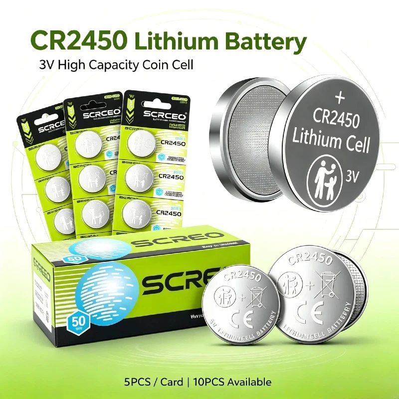 5-100PCS CR2450 3V Lithium Coin Button Batteries DL2450 BR2450 LM2450 ECR2450 for Car Keys Watches Toys Small Electronic Devices