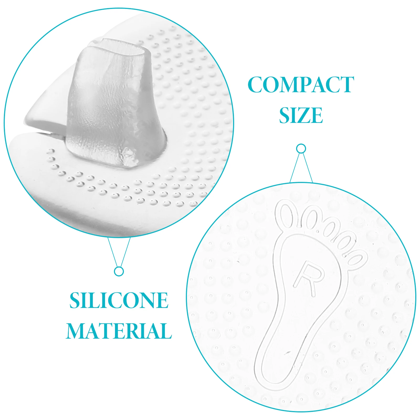 

1 Pair Forefoot Cushion Gel Insole Skid Resistant Soft Flexible Odorless Pain Relief Foot Pad For Men Women Wide Shoes Walking