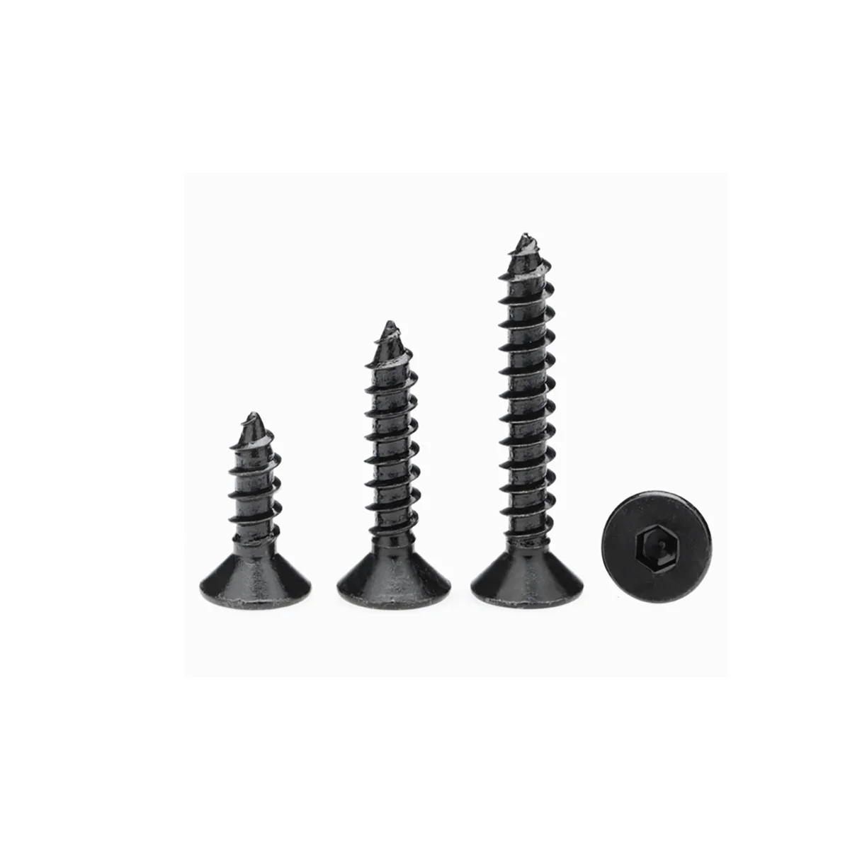 Black 8.8 Grade Hardened Flat Head Hexagonal Self Tapping Screw/Countersunk Self Tapping Wood Bolt M2M3M3.5M4M5M6