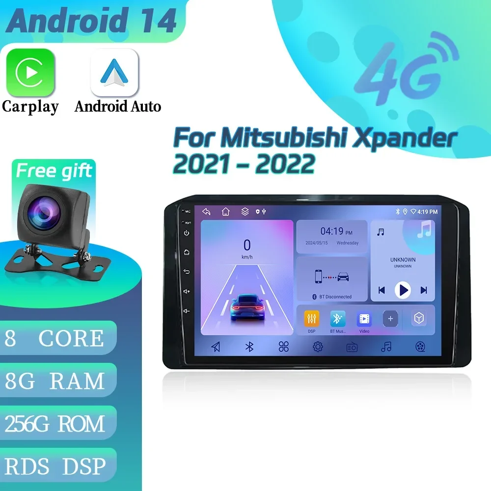 Android 14 For Mitsubishi Xpander 2021-2022 Car Radio Multimedia Video 4G GPS Stereos Navigation Wireless Carplay Touch Screen