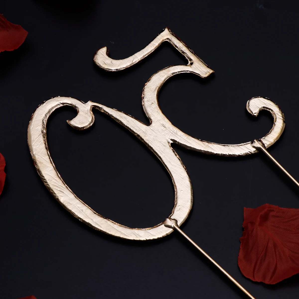 

Topper For 50Th Birthday Anniversary Crystal Rhinestone Decorative Party Supplies Gold Alloy Number Cake Toppers Banquet