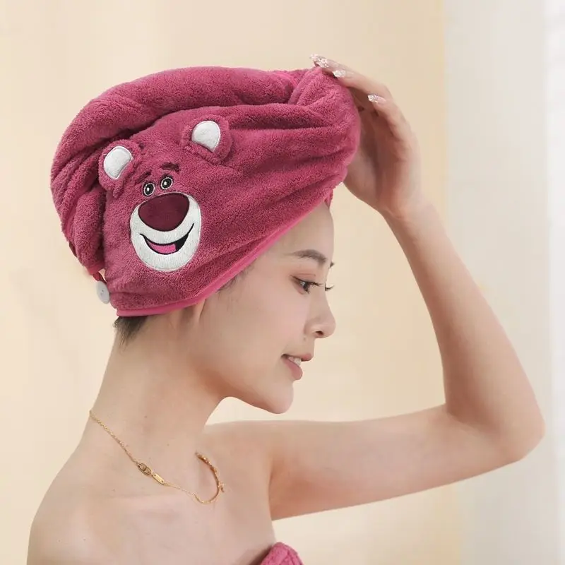 Toy Story Lotso simple fashion cute creative cartoon pattern double layer non-shedding soft and comfortable hair drying cap