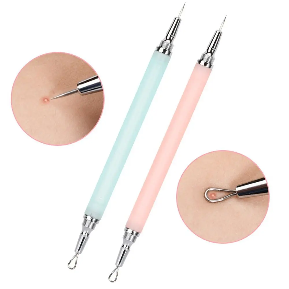 Stainless Steel Double-Head Blackhead Remover Pore Cleaner Needles Whitehead Squeeze Extractor Pimples Removal Tool Detachable