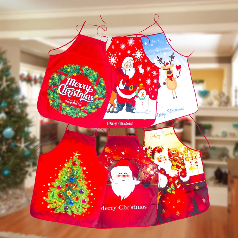 New Practical Christmas Apron Aprons 80x60cm Adjustable Straps Christmas Apron Christmas Chef Apron Or Grilling