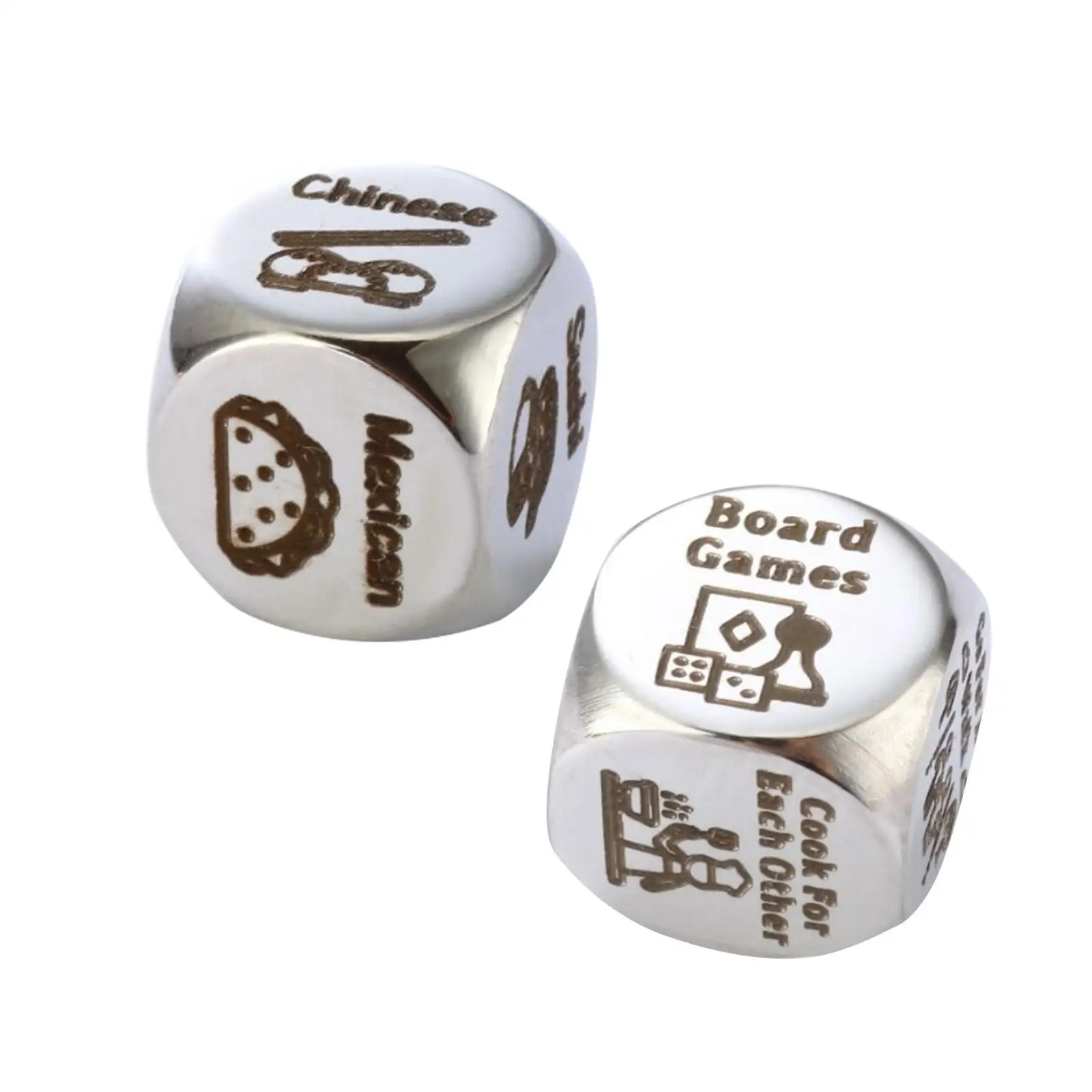 2Pcs Food Decision Dice for Couples Stainless Steel Valentines Day Gifts for Honeymoon Birthday Valentines Gifts Anniversary