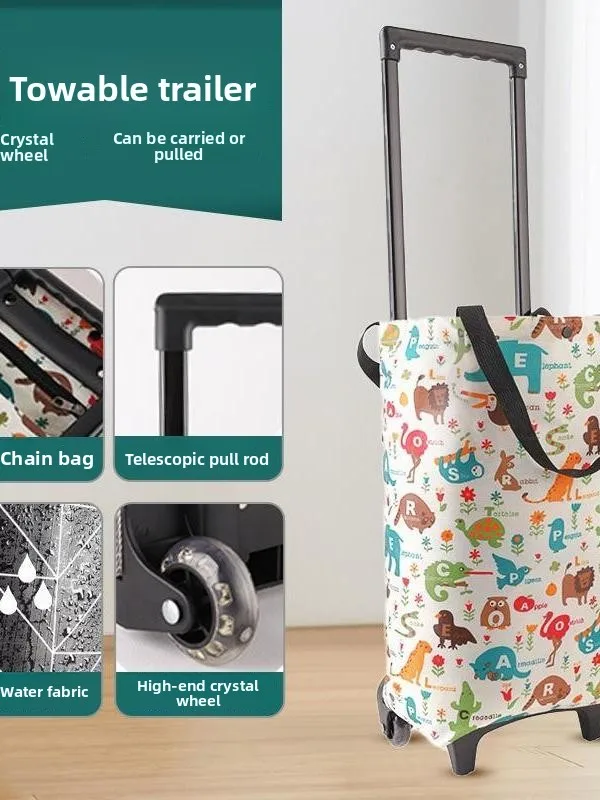 

Ultra Lightweight Portable op Cart Vegetable Bung Car Small Pulling Cart Waterproof Easy to Carry for ly People