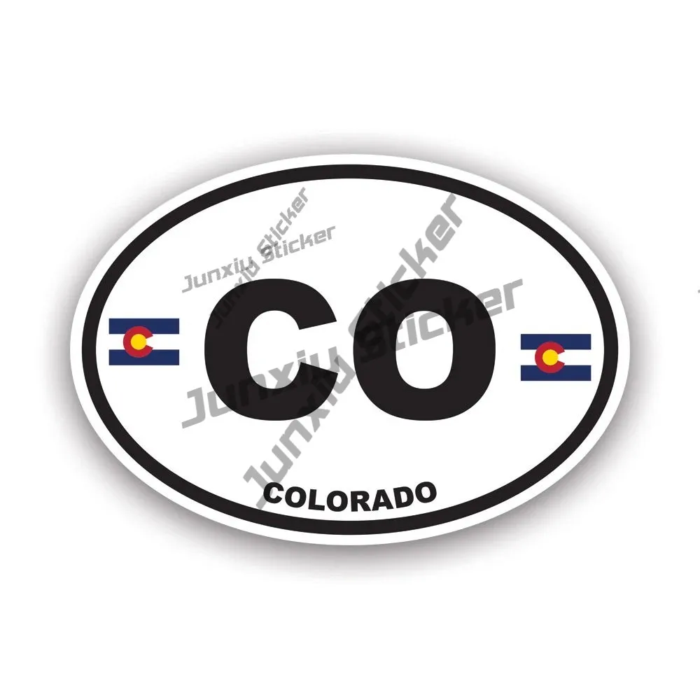 

Colorado Flag Sticker Country Code Oval Co Uv Protected Cover Scratches Decal Waterproof Exterior Car Stickers Suv Van Rv Traile