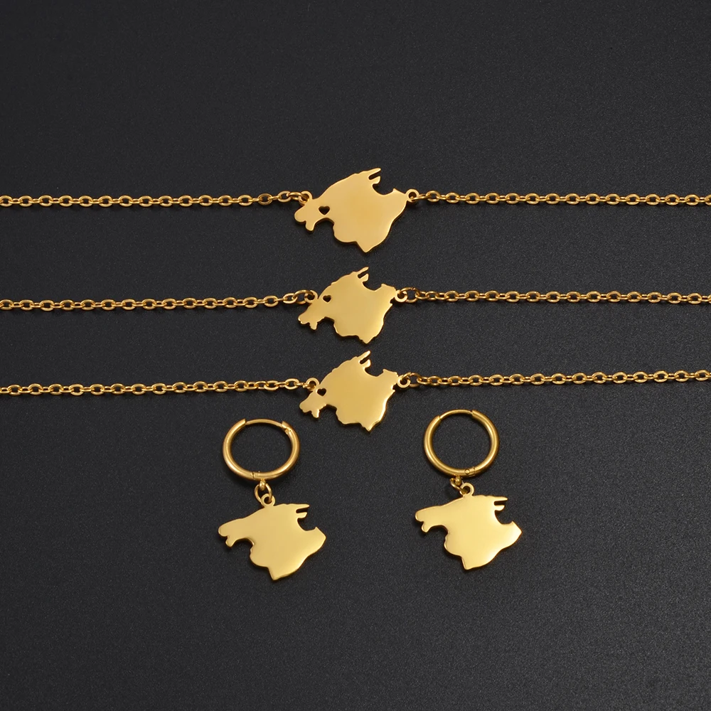 Anniyo (1 pieza) pulseras de Bunyola con corazón de Mallorca de España para mujeres y niñas, joyería de Color dorado/plateado # 542062