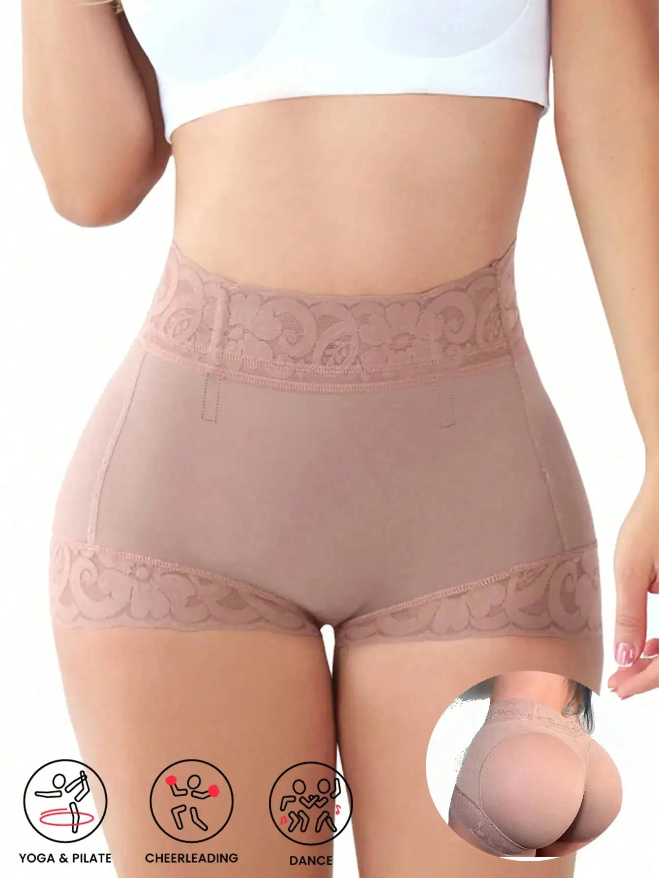 

Женские корректирующие трусы с эффектом подтяжки ягодиц и кружевным поясом для йоги, танцев и чирлидинга