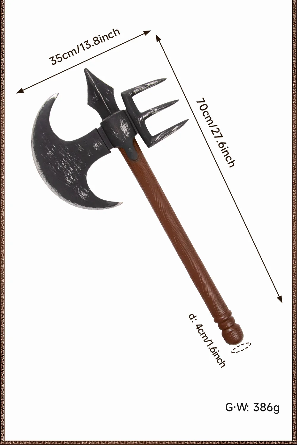 70x35cm New Arrival PU Foam Realistic Viking Axe Cosplay Party Prop