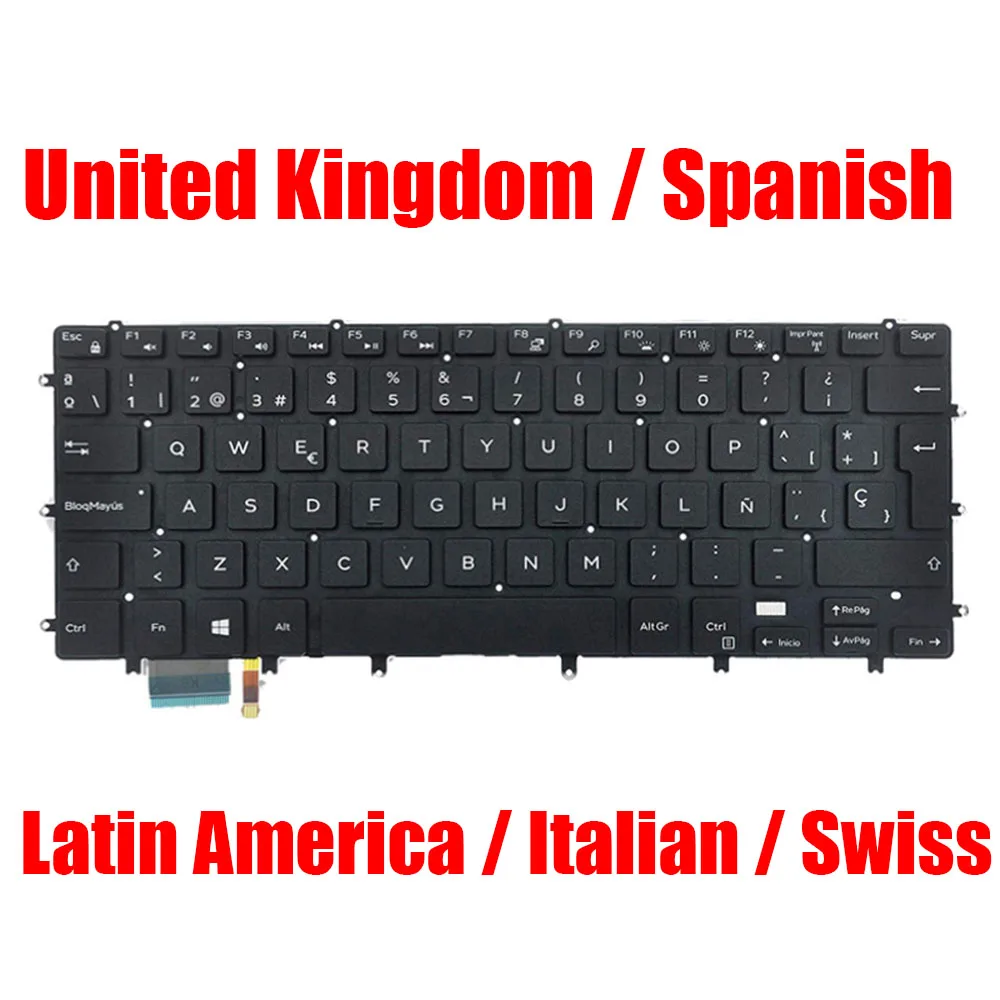 

UK/SP/IT Laptop Keyboard For DELL For XPS 15 7590 9550 9560 9570 For Inspiron 7568 2-in-1 7558 Latin Swiss Black Backlit New