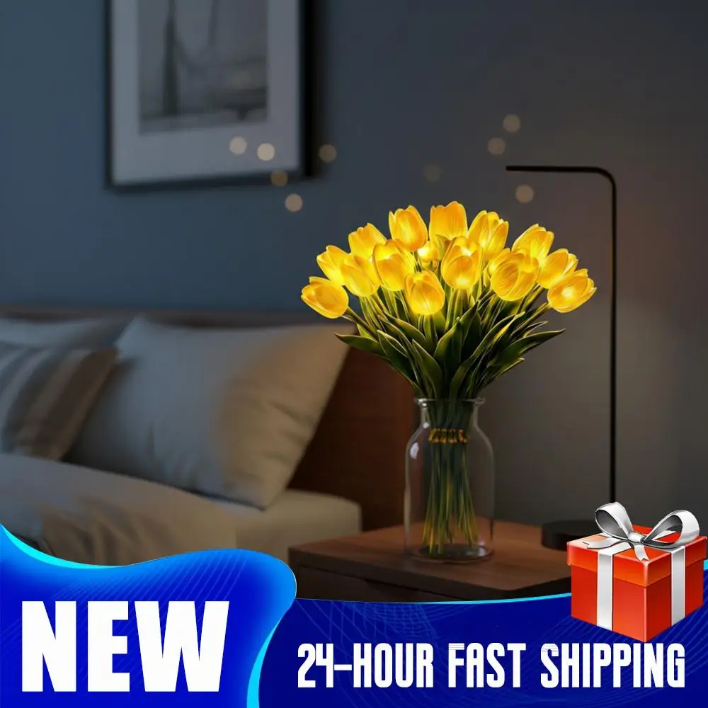 

Tulip Night Light Artificial Flower Bouquet LED Glowing Flower Home Decor Table Ornament Romantic Gift For Valentine Birthday