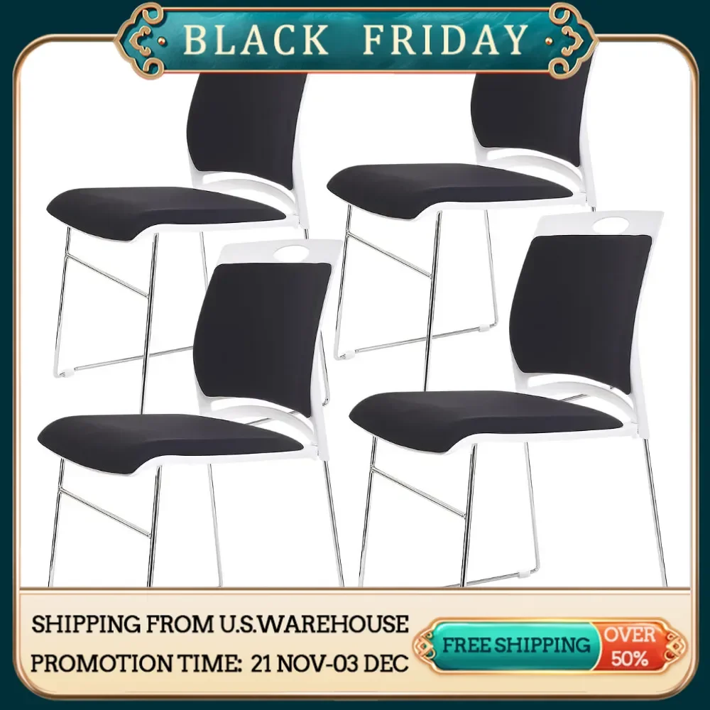 

Waiting Chairs Black Stackable Home Office Guest Chair Set with Padded Seat and Back,Lobby Chairs Waiting Room Reception