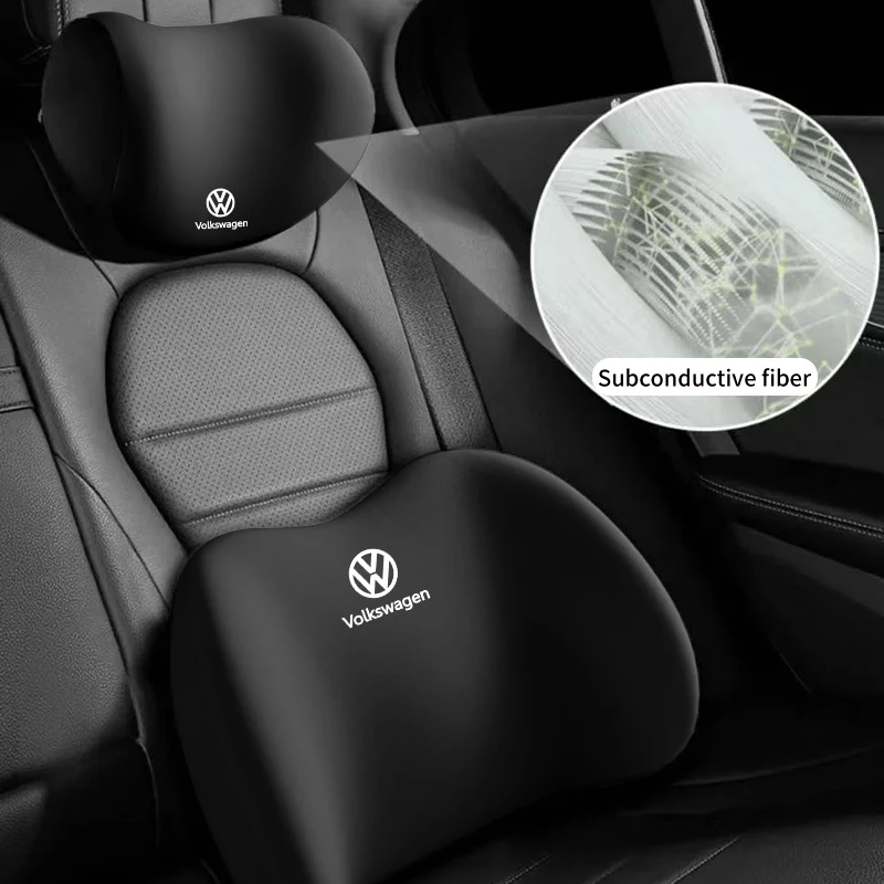 Car Lumbar Back Support Headrest Neck Pillow Car Seat Cushion For Volkswagen VW Passat Golf Tiguan Scirocco Jetta T-ROC Touareg