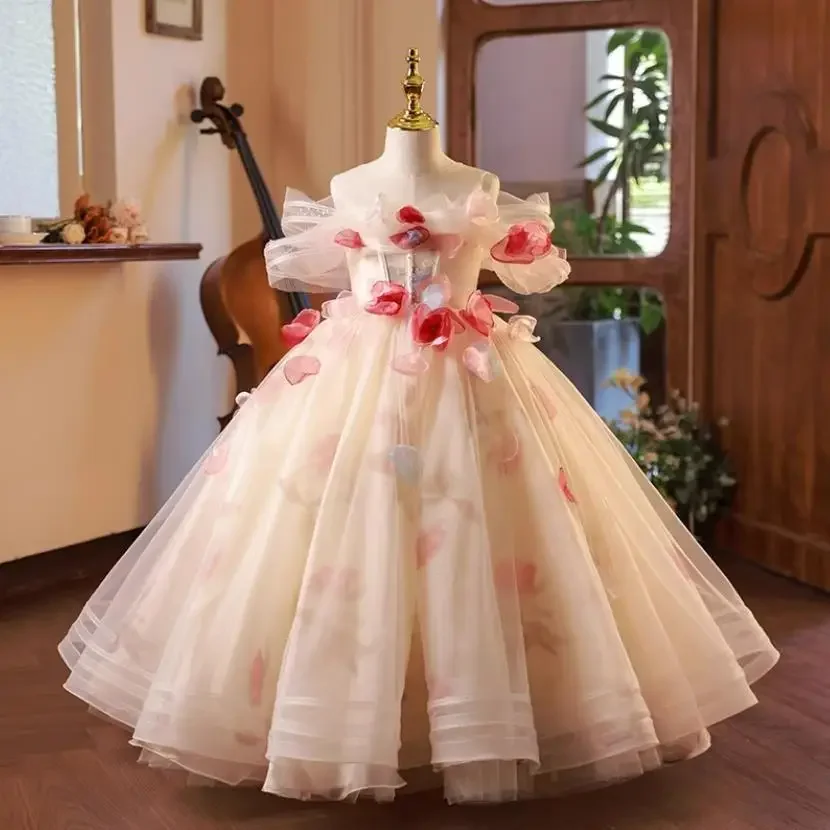 High-End Children's Appliques Evening Gown Host Piano Performance Wedding Party Flower Girl Dresses A3926 Bridesmaid Dresses