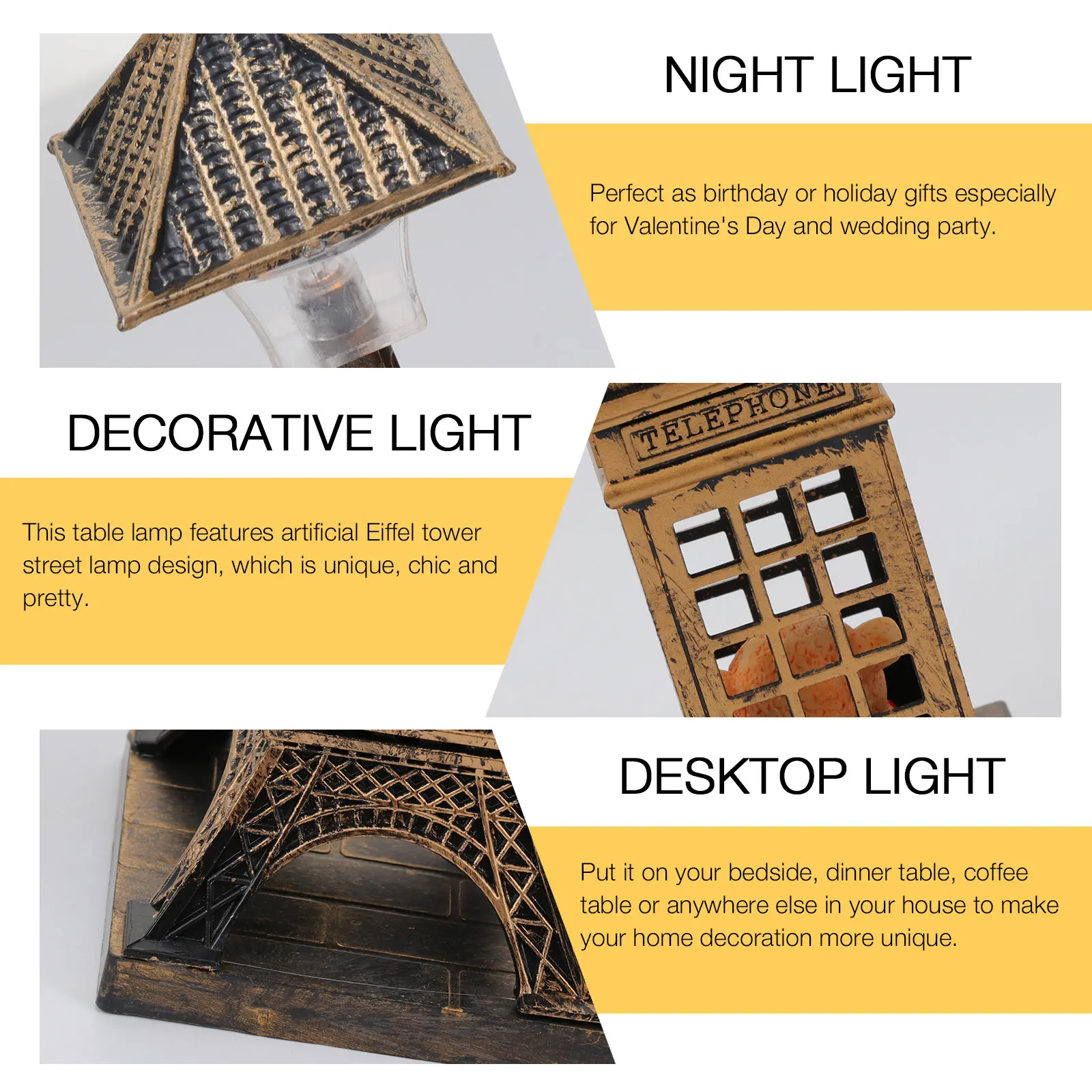 

Elegant Eiffel Tower Street Lamp Night Light Desktop Decoration Bedside Ornament Decorative Home Gift Wedding Valentine Small