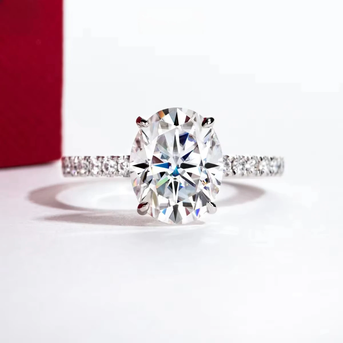 FCGJHW 14K White Gold 3ct Oval Cut D Color Moissanite Engagement Ring Cer Yellow Gold Promise Rings for Women Anniversary 2026