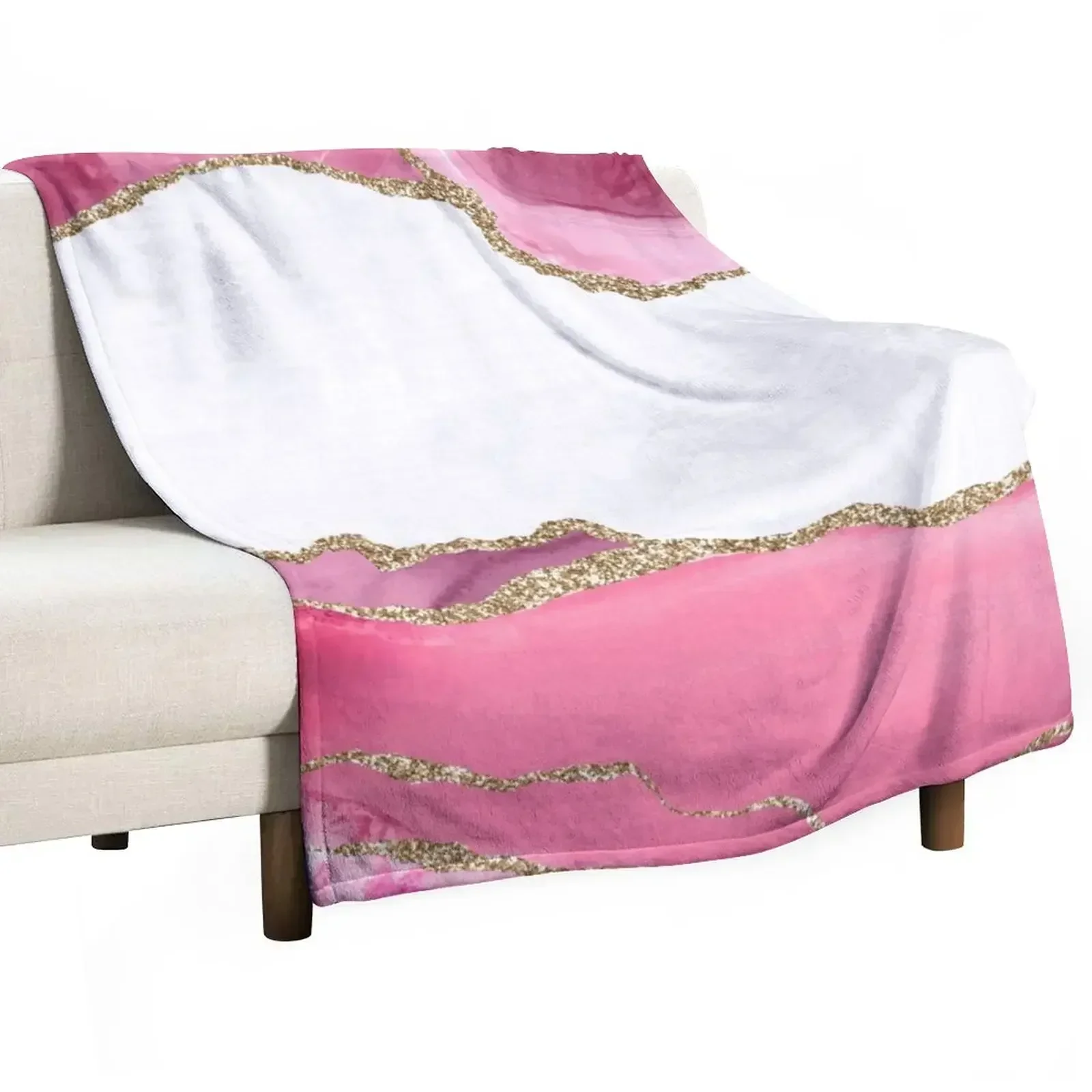 

Pink Blush Faux Agate Marble Landscape I Throw Blanket Luxury St Polar Blankets