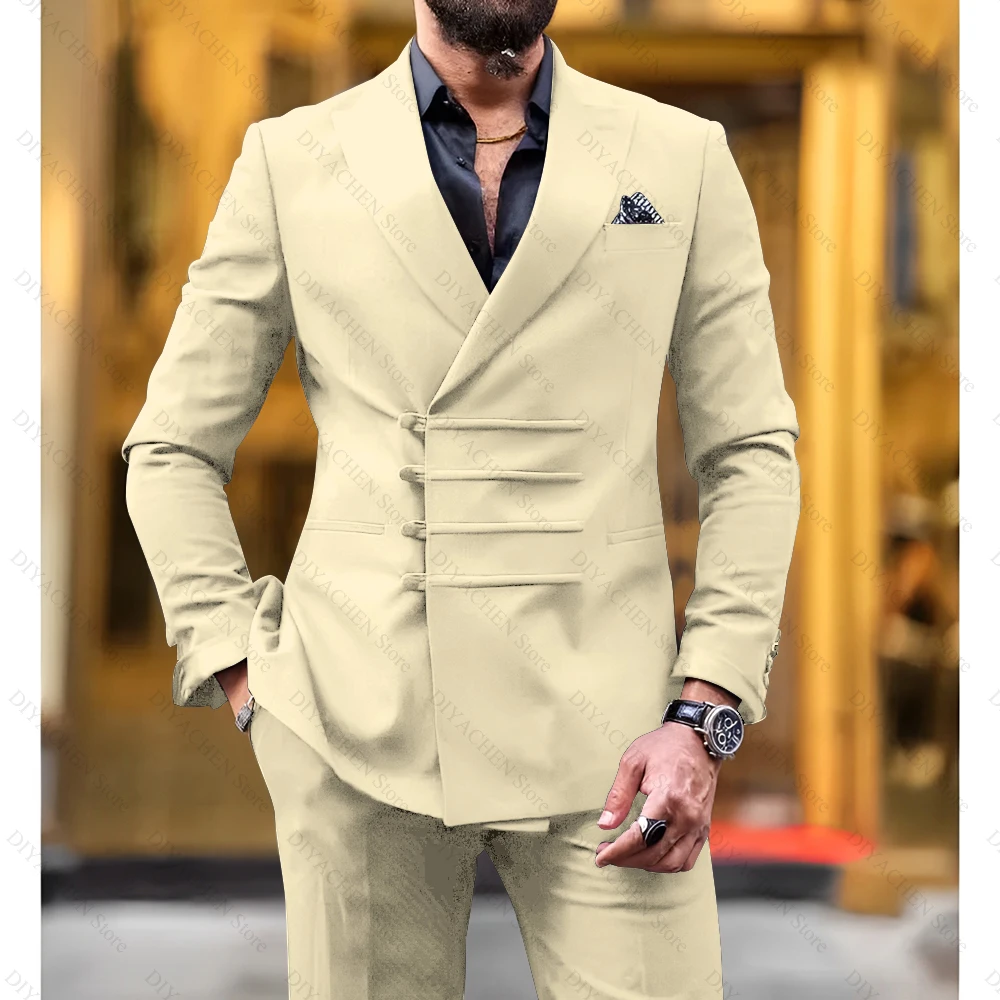 Classic Black Men Suits 2 Piece New Fashion Peak Lapel Business Casual Wear  Party Wedding Groom Tuxedo Blazer with Pants 2025 - AliExpress 200000343