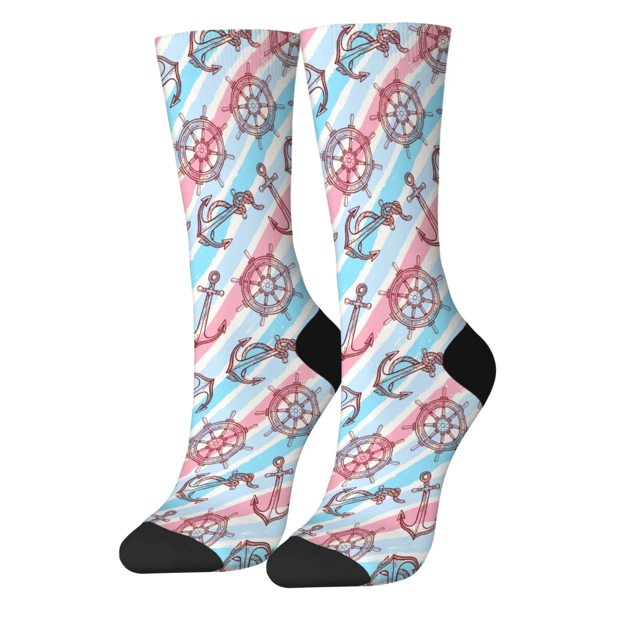 

Novelty funny men's socks ocean inspiration sailing theme cartoon print socks gift comfortable fashion breathable non-slip socks