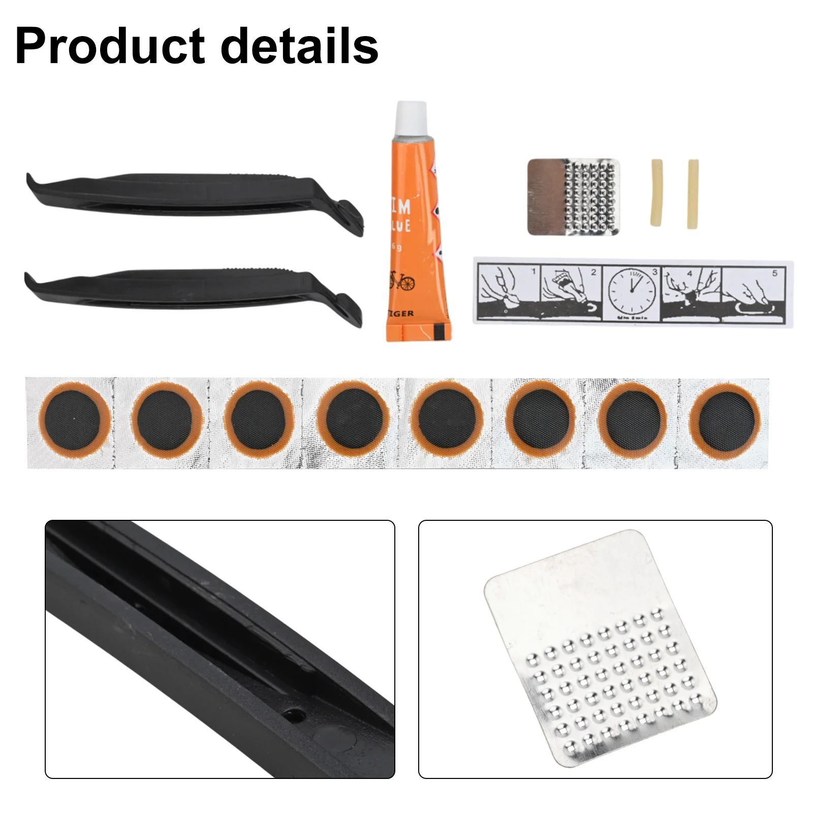 Portátil Bike Inner Tube Tire Tool Set, Patches para reparar tubos internos, Puncture Repair Tool Kit