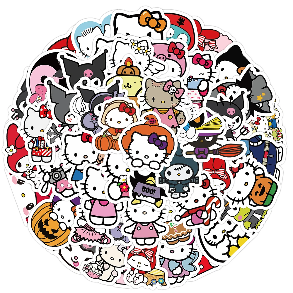 10/30/50PCS Mixed Sanrio Anime Cartoon Cute Kuromi Hello Kitty DIY Luggage Guitar Fridge Laptop Funny Graffiti Sticker Toy Gift