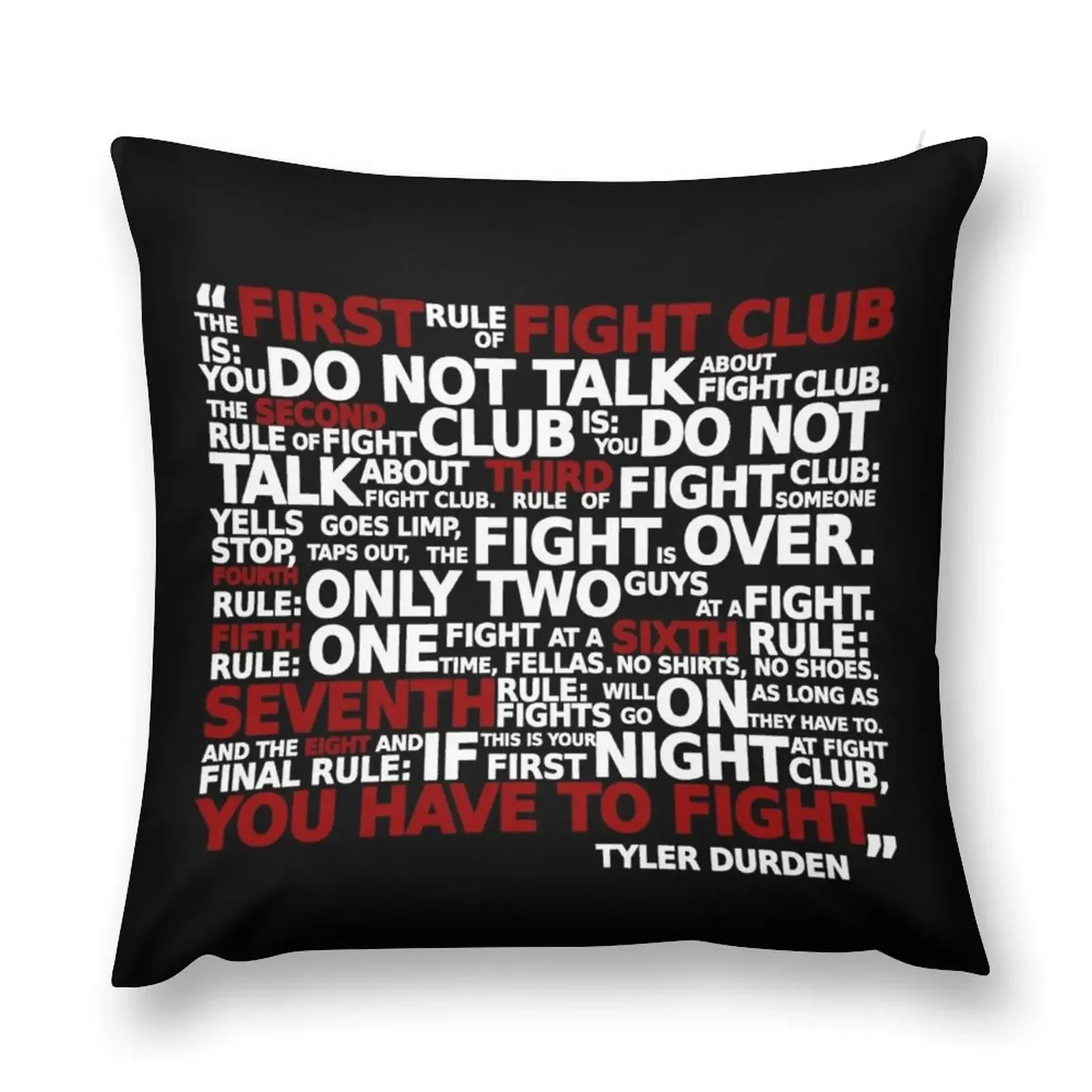 Fight Club Rules Throw Pillow Decorative Cushion Decorative Sofa Cushion Room decorating items sleeping pillows pillow