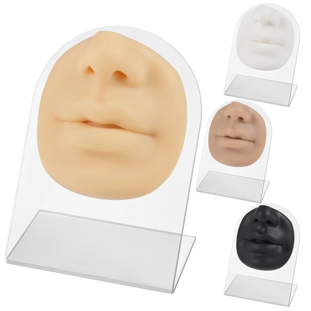Silicone Face Model Professional Practice Piercings Tools Nose Lip Ring Ear Studs Display Can Be Reused Body Jewelry