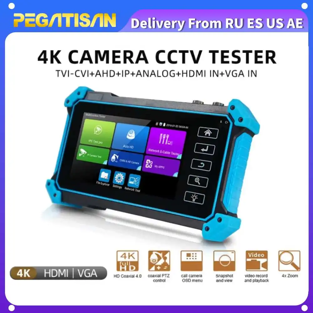 12MP IP CCTV Tester 8MP/AHD/CVI/TV/SDI 5.4in Touch 4K HDMI VGA input Security Poe IPC Tester Cftv Mini Portable Monitor Teste