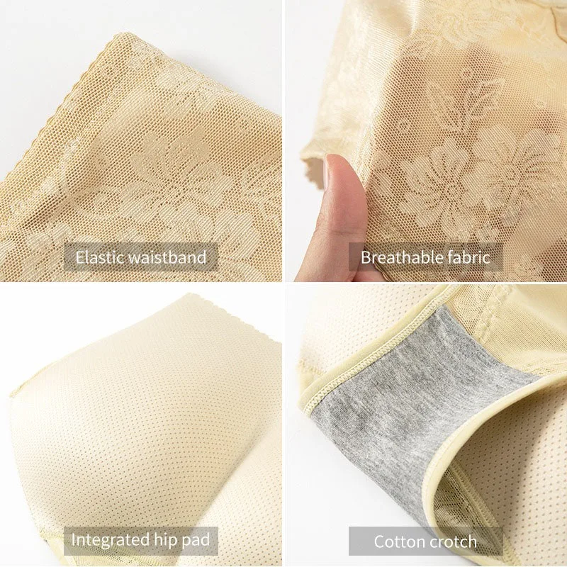 GUUDIA Sexy Lace Cotton Crotchmesh Jacquard Fabric Breathable Butt Enhancer Body Shaper Panties Butt Lifter Enhancer Shapewear