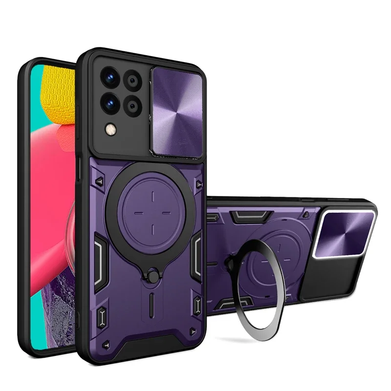 Back Cover For Samsung Galaxy Note 20 Ultra M55 M54 M53 M53 M34 M33 M23 M17 M16 Magnetic Rotated Ring Kickstand Heavy Phone Case