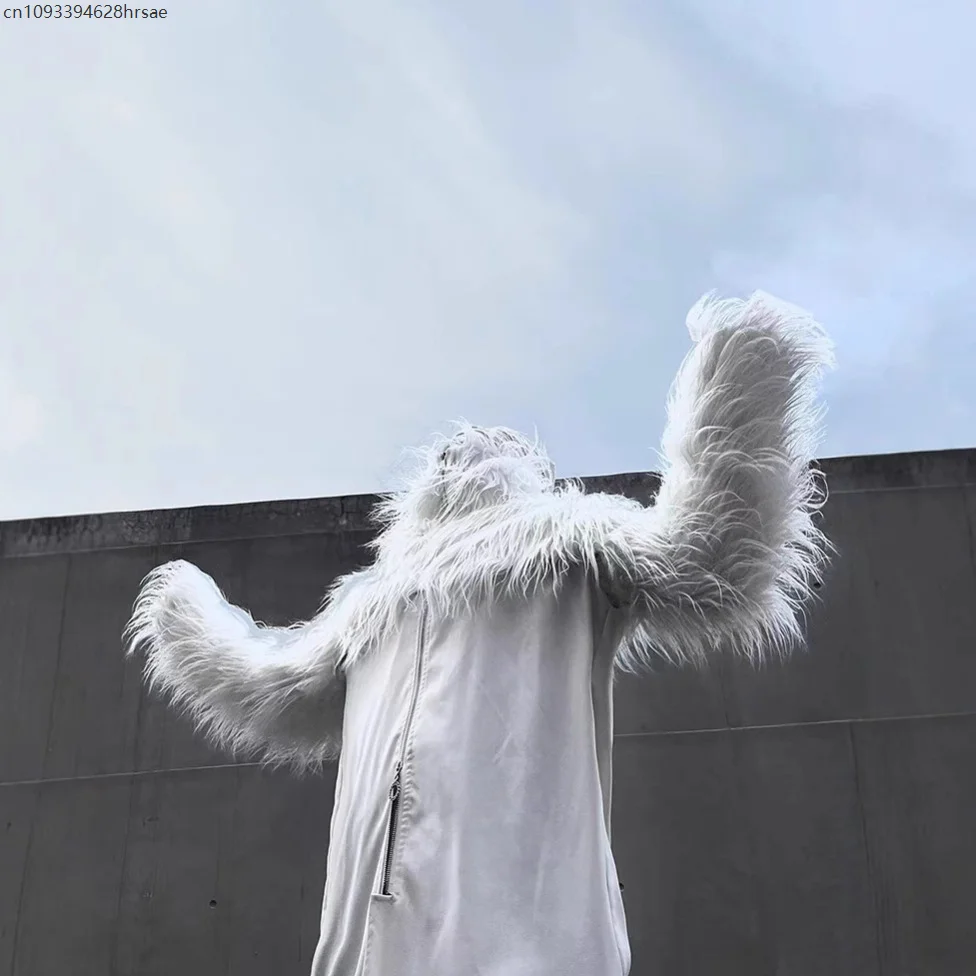 الخريف الشتاء سميكة الدافئة شعر أشعث اقتصاص فو الفراء معطف الرجال الفاخرة مصمم الملابس السوداء رقيق سترة 2025