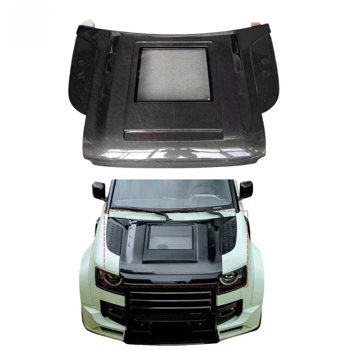 

KQX High Quality Transparent Glass-Style Dry Carbon Fiber Front Hood Bolt-On Engine Body Kit New Condition for
