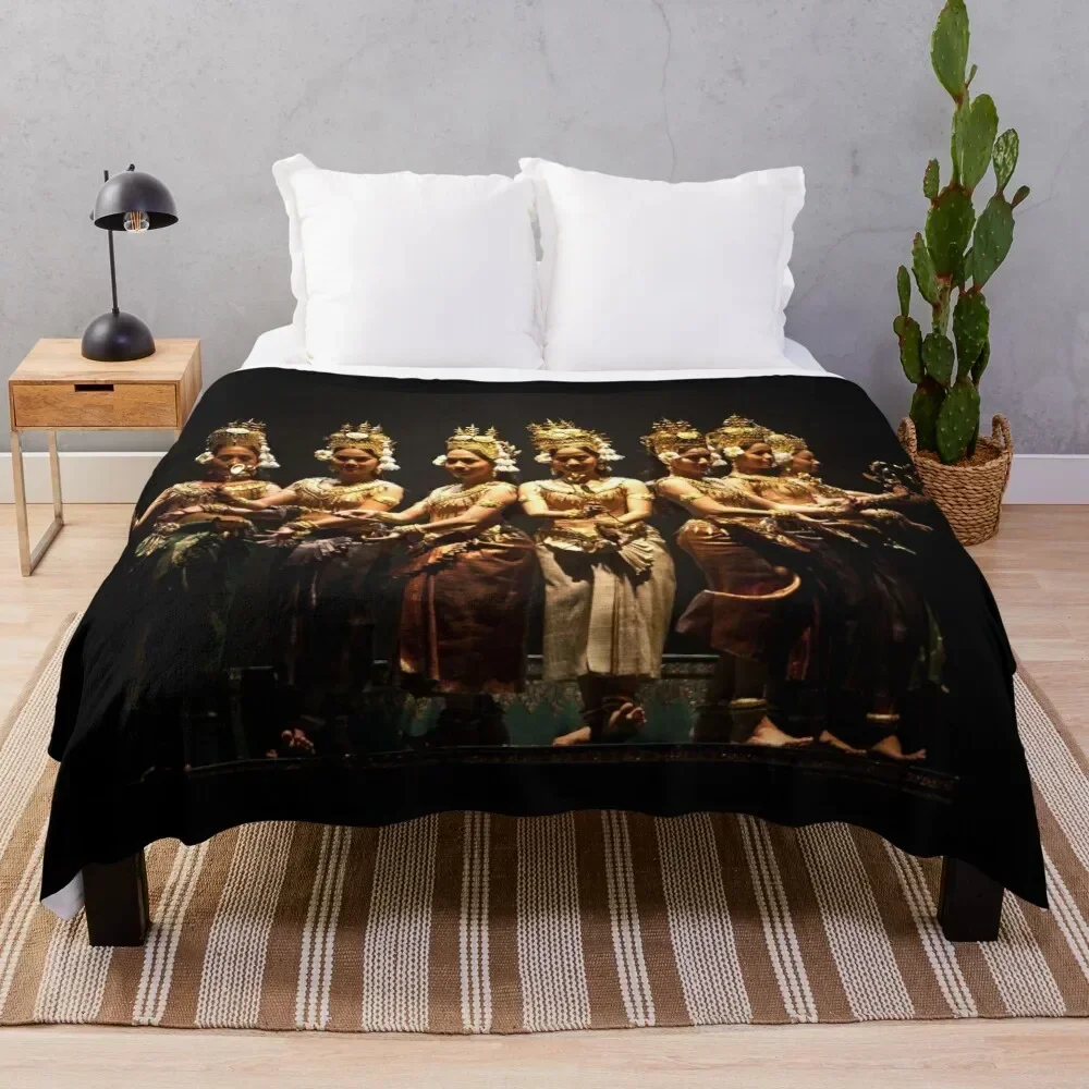 

Cambodian Dancers - Aspara Khmer - 03 Throw Blanket Soft Big Bed covers Blankets