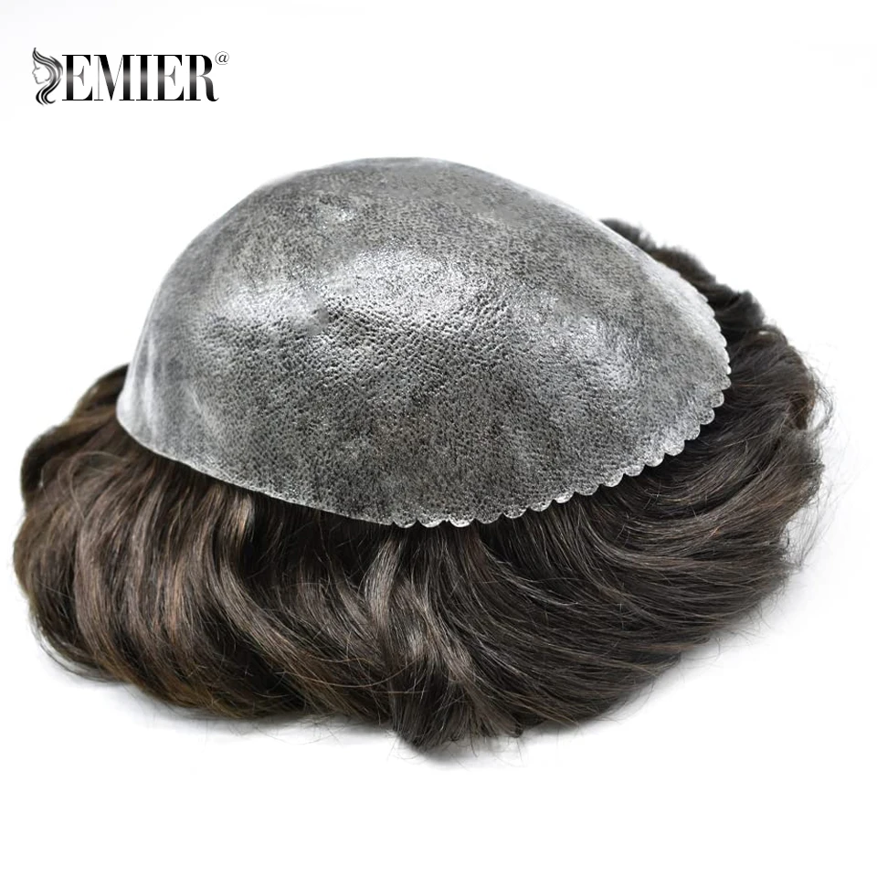 Men Wig Full PU Base Men Toupee Human Hair Replacement Systems Indian Hair Man Wig Injection Knot Capillary Prosthesis HairPiece