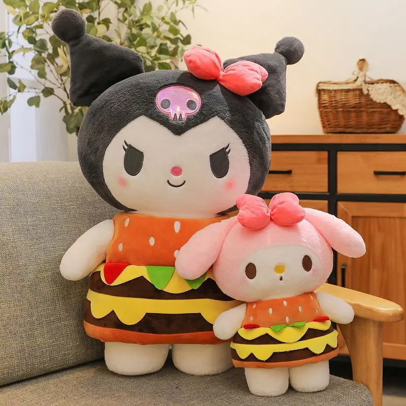 

Cartoon Sanrio Kuromi My Melody Plush Toys New Cute Burger Detachable Creative Plush Doll Room Decorations Child Christmas Gift