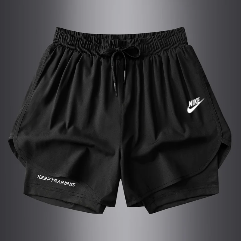 Nike  Pants  Men  Fake-two-pieces  Quick Drying  Comfortable Soft  Drawstring Training Three Quarter Pants Orange image 5