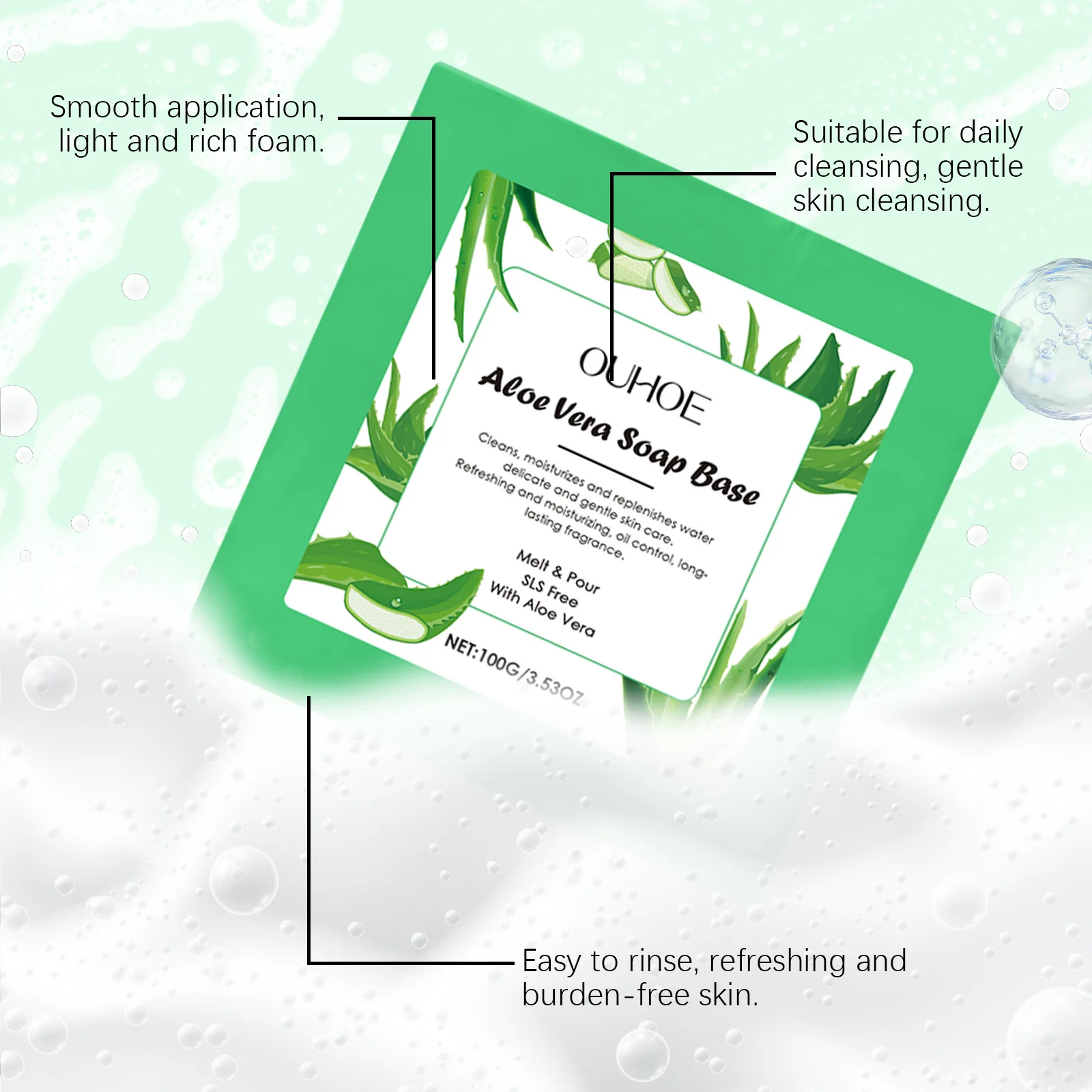 Aloe Vera Soap Base Cleansing Foaming Remove Dirt Improving Dryness Refreshing Washing Smoothing Moisturizing Soothing Body Soap