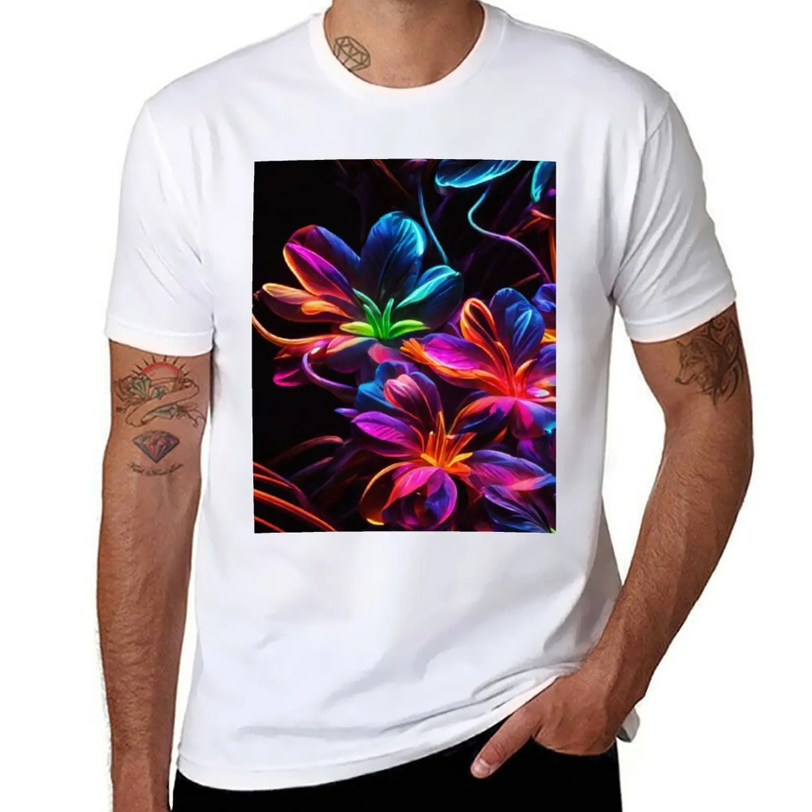 

Neon Flowers 2 T-Shirt man t shirt designer t shirt for man T-Shirt