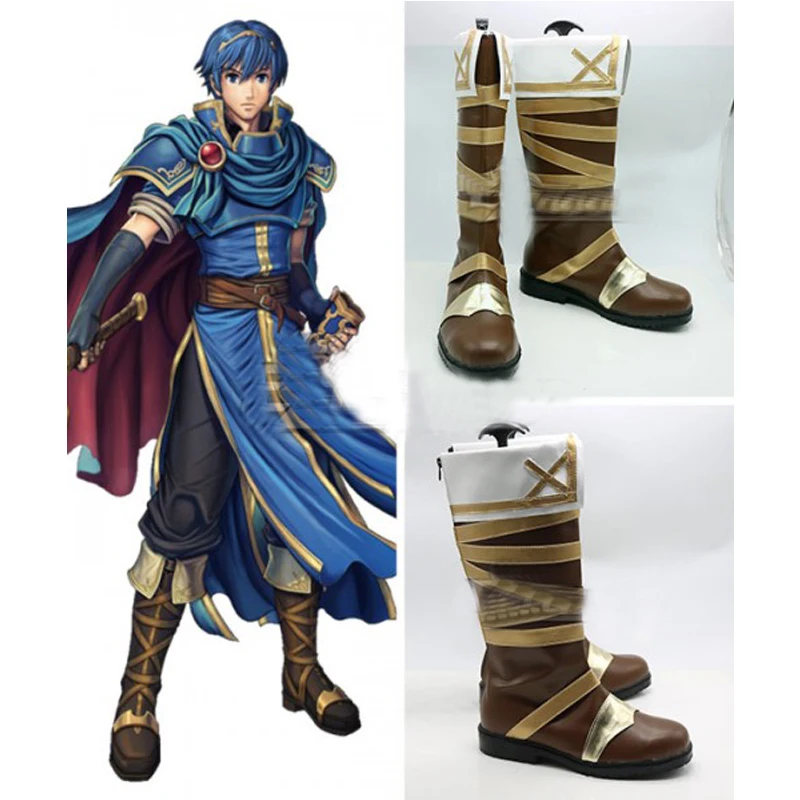 ไฟสัญลักษณ์ Marth สีน้ำตาลคอสเพลย์รองเท้าฮาโลวีน Carnival Cosplay เครื่องแต่งกายอุปกรณ์เสริม