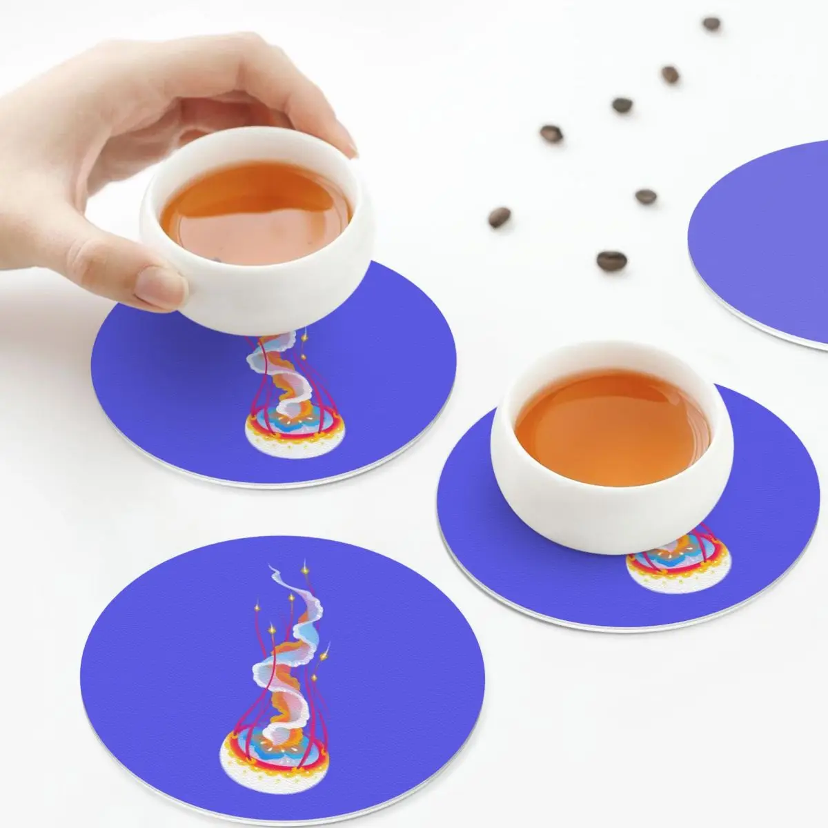 

Jelly Fish Coasters Leather Placemats Non-slip Insulation Coffee Mats For Home Kitchen Dining Pads Set of 4