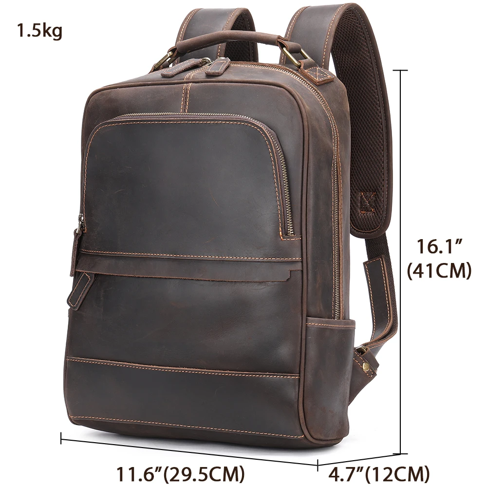 WESTAL Crazy Horse Leather Backpack Men Cowhide Leather Simple Backpack Fashion Travel Men Backpack Business Computer Bag