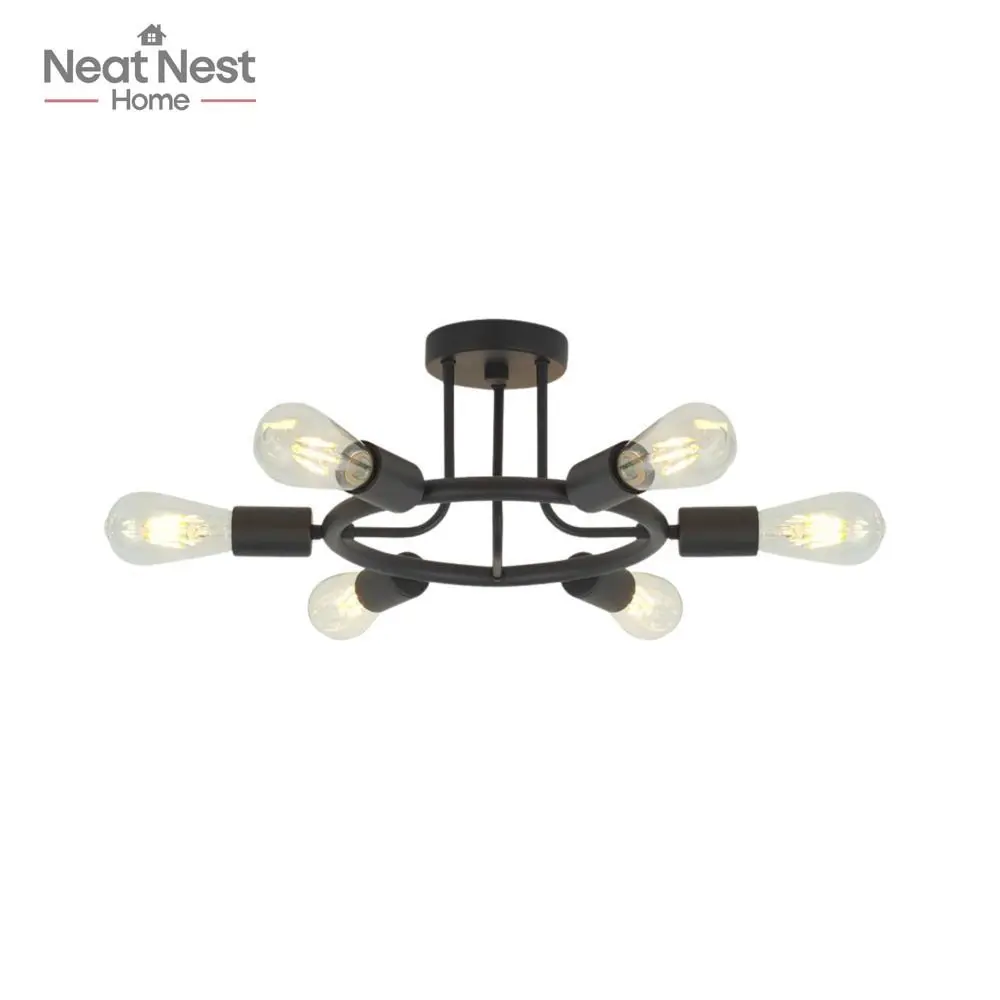 

6 Light Modern Sputnik Lights Semi Flush Mount Ceiling Light,Simple Ceiling Light,Living Room Dining Room Creative Pendant Light