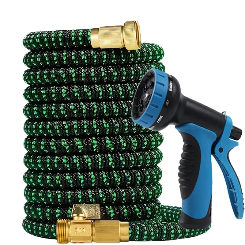 

Expandable Garden Hose High Pressure Car Wash Water Gun Rubber Material Retractable Lightweight No-Kink Leak-Proof Design for