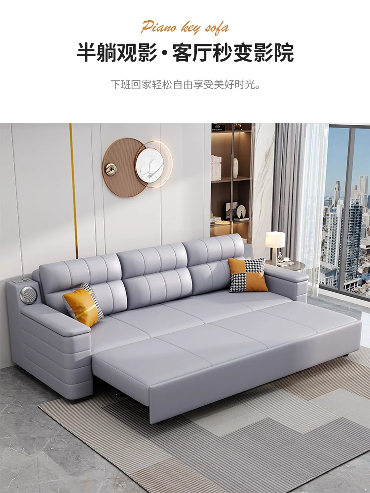 Small apartment simple multi-functional sofa bed for double foldable cat's paw cloth storage single telescopic bed